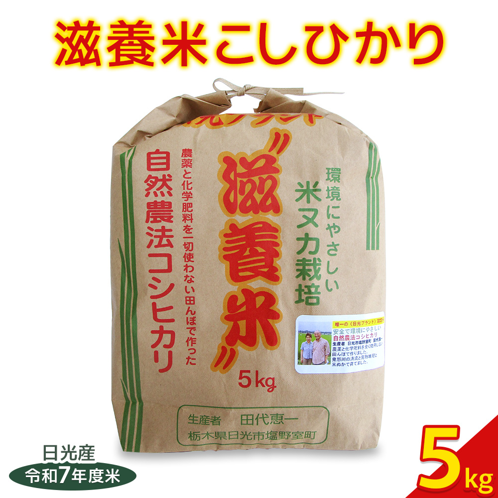 新米 日光産【滋養米こしひかり】5kg×1袋｜令和7年度米 特別栽培米 減農薬 無化学肥料栽培 コシヒカリ 日光ブランド 精米 お米 ごはん 国産 産地直送 [0770]