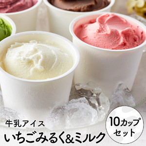【累計1.8万個突破！】アイスクリーム詰め合わせ【オリジナルミルク（５個）・イチゴミルク（5個）】012AE06N.／アイス スイーツ デザート 牛乳アイス ミルク にゅうにゅう工房 冷凍 セット 冷菓