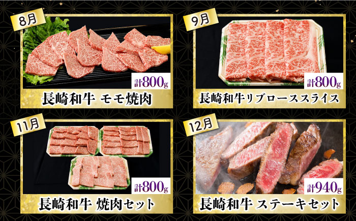 【8回定期便】長崎和牛満喫コース　総量7.4kg 大村市 おおむら夢ファームシュシュ [ACAA103]