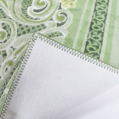 日本製 廊下カーペット 65cm×240cm 【モダンオーナメント】 滑り止め グリーン【1671902】