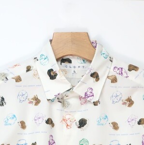 CLOFT 綿100％長袖オリジナルプリントシャツ”人と犬 の絆” L 0139-019-S07-2