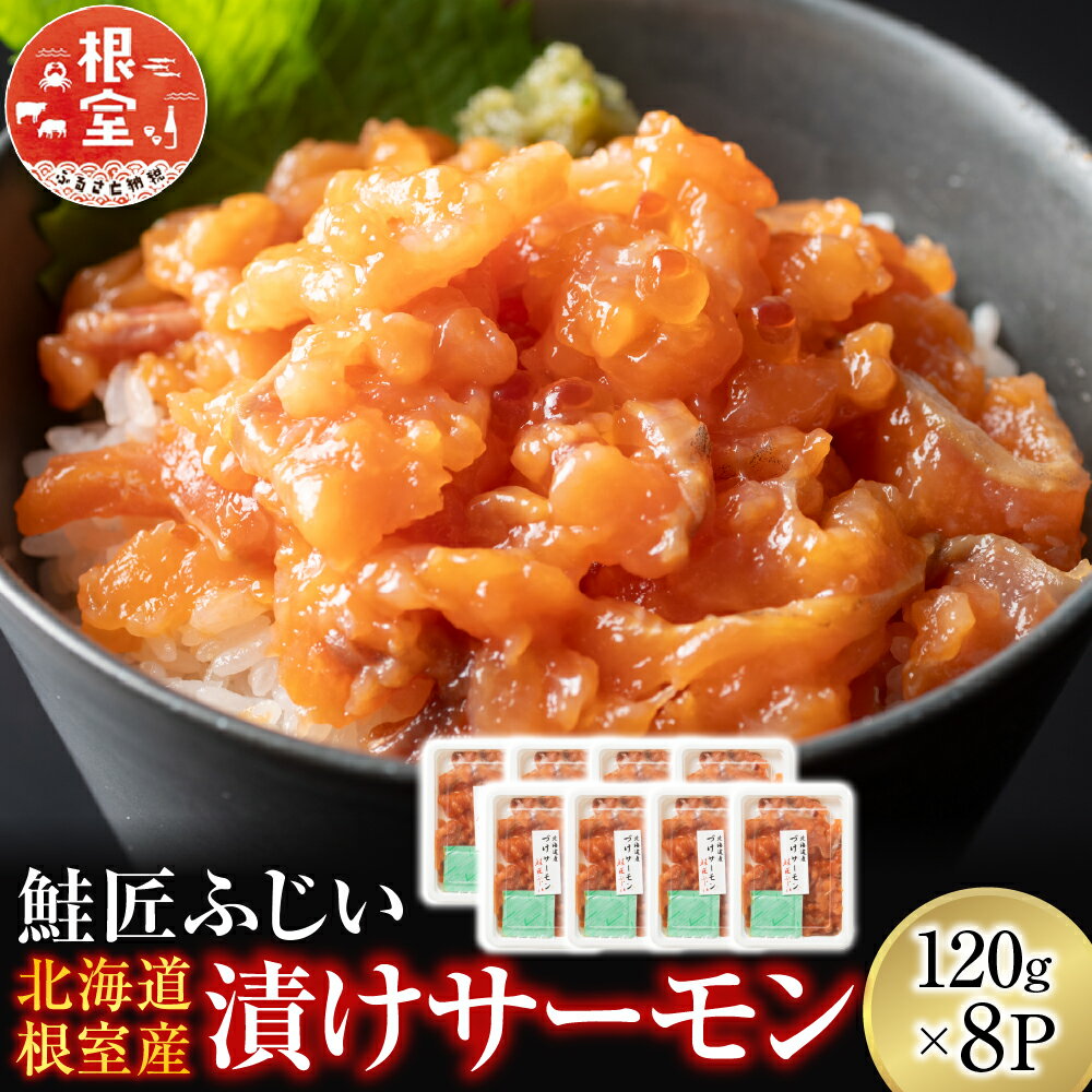 【ふるさと納税】 [北海道根室産] 漬けサーモン 120g × 8P 鮭 さけ サケ しゃけ シャケ 魚 さかな サカナ 秋鮭 秋ざけ 秋ザケ あきざけ アキザケ いくら イクラ 醤油 醤油漬け 醤油漬 お取り寄せ グルメ 海鮮 北海道 根室市 B-42098
