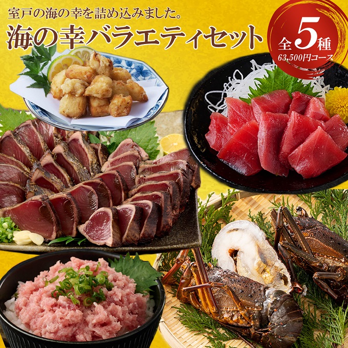室戸の海の幸バラエティセット 5種詰め合わせ 63,500円コース まぐろ マグロ カツオ かつおたたき 伊勢海老 伊勢えび  ネギトロ 福袋 セット 正月 高知 室戸