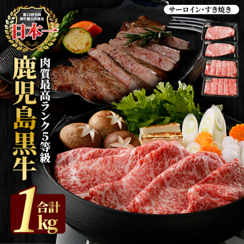 鹿児島黒牛サーロインステーキ2枚・すきやきセット1.0ｋg_ja-7110R8