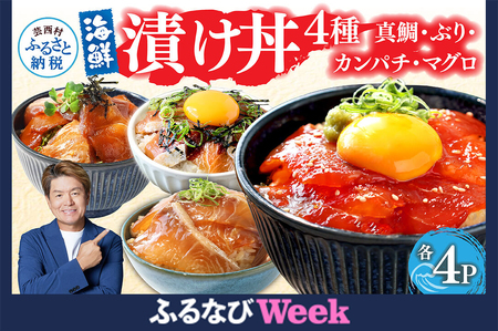 漬け丼 4種  真鯛 ブリ カンパチ マグロ 80g×各4P 計16P