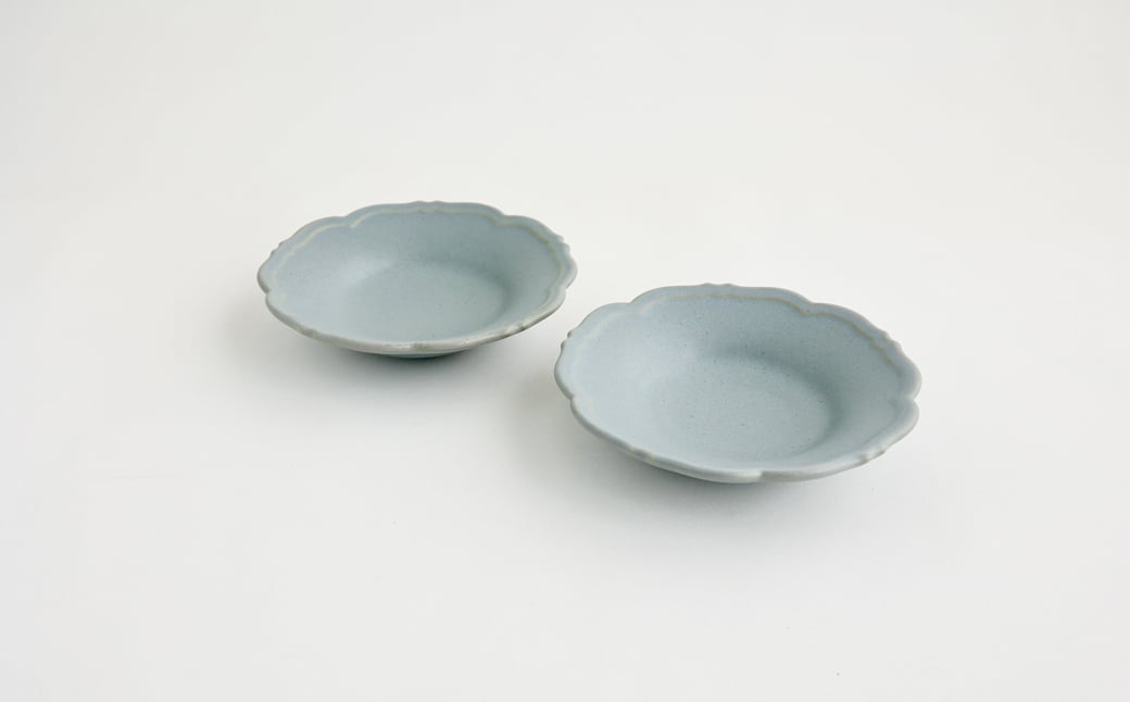 
                  【Awabi ware】輪花皿S ペアセット（青マット×２） 《決済から3ヶ月前後で発送》
                