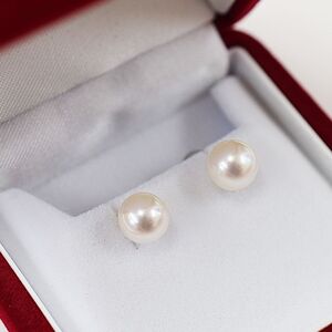 S085-589_あこや真珠 天草 ピアス 7.5mm - 8mm ホワイトピンク 真珠 
