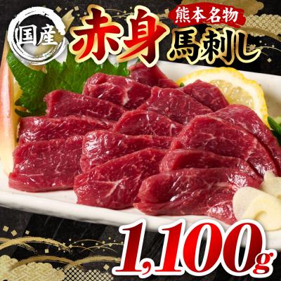 ふるさと納税 八代市 国産 熊本肥育 赤身 馬刺し 合計1100g (100g×11パック)_298-6815