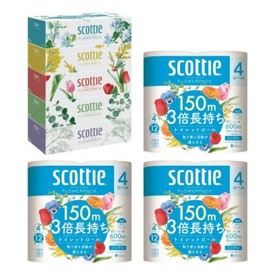 ふるさと納税 八代市 【毎月定期便】【スコッティ】ティシュー 5箱P×1+トイレット 4ロール(シングル)P×3全3回 |  | 01