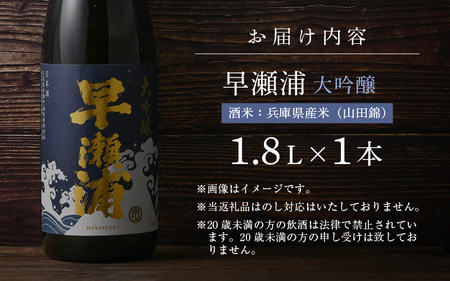 早瀬浦 限定品【1本セットのみ】冷温熟成早瀬浦大吟醸1.8L【早瀬浦】大吟醸 1800ml（熟成酒）【入手困難 日本酒 地酒 福井 美浜 早瀬 フルーティ 男酒 硬水 ミネラル 希少 ご褒美 家飲み 