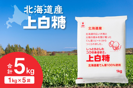 ホクレン 上白糖 1kg × 5袋 【 てん菜 北海道産 砂糖 お菓子 料理 調味料 ビート お取り寄せ 北海道 清水町  】_S012-0009