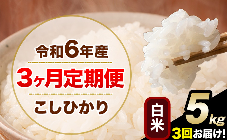 【3ヶ月定期便】令和6年産 定期便 こしひかり 白米 定期便 5kg 精米 熊本県産(南阿蘇村産含む) 単一原料米 南阿蘇村《申込み翌月から発送》---kh6tei_45000_5kg_mo3_mna_h---