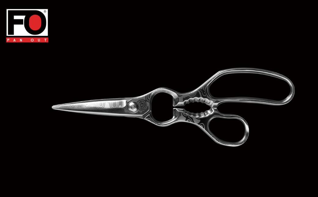 
                  [FAN OUT] ダマスカスキッチンばさみ／オリジナルハンドル 右利き用 キッチン鋏 はさみ 三条市 【154S003】
                