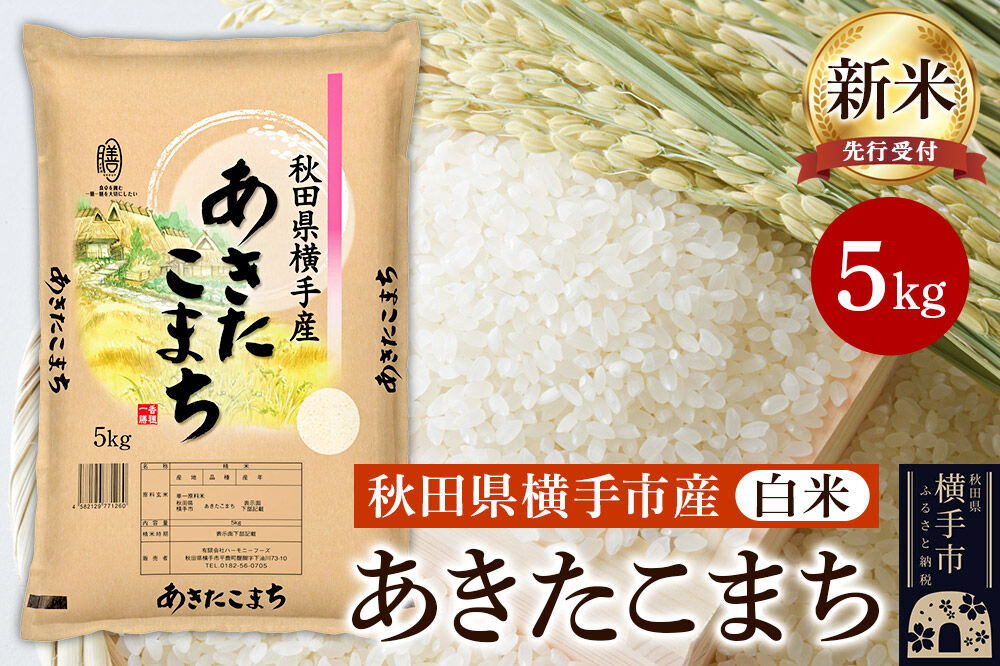 【令和8年産新米受付】【白米】横手市産 あきたこまち 5kg [秋田県産 あきたこまち 白米 新米予約 5キロ]