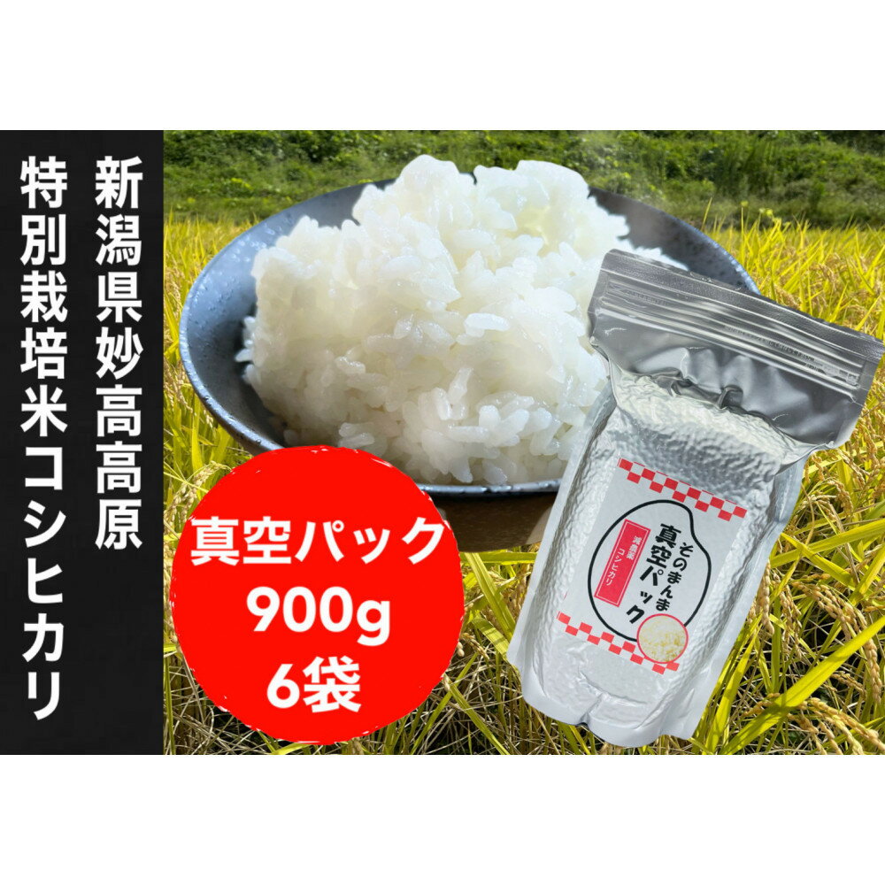 【ふるさと納税】【令和7年度産新米】新潟県妙高高原減農薬特別栽培米 そのまんま真空パック 900g×6袋セット