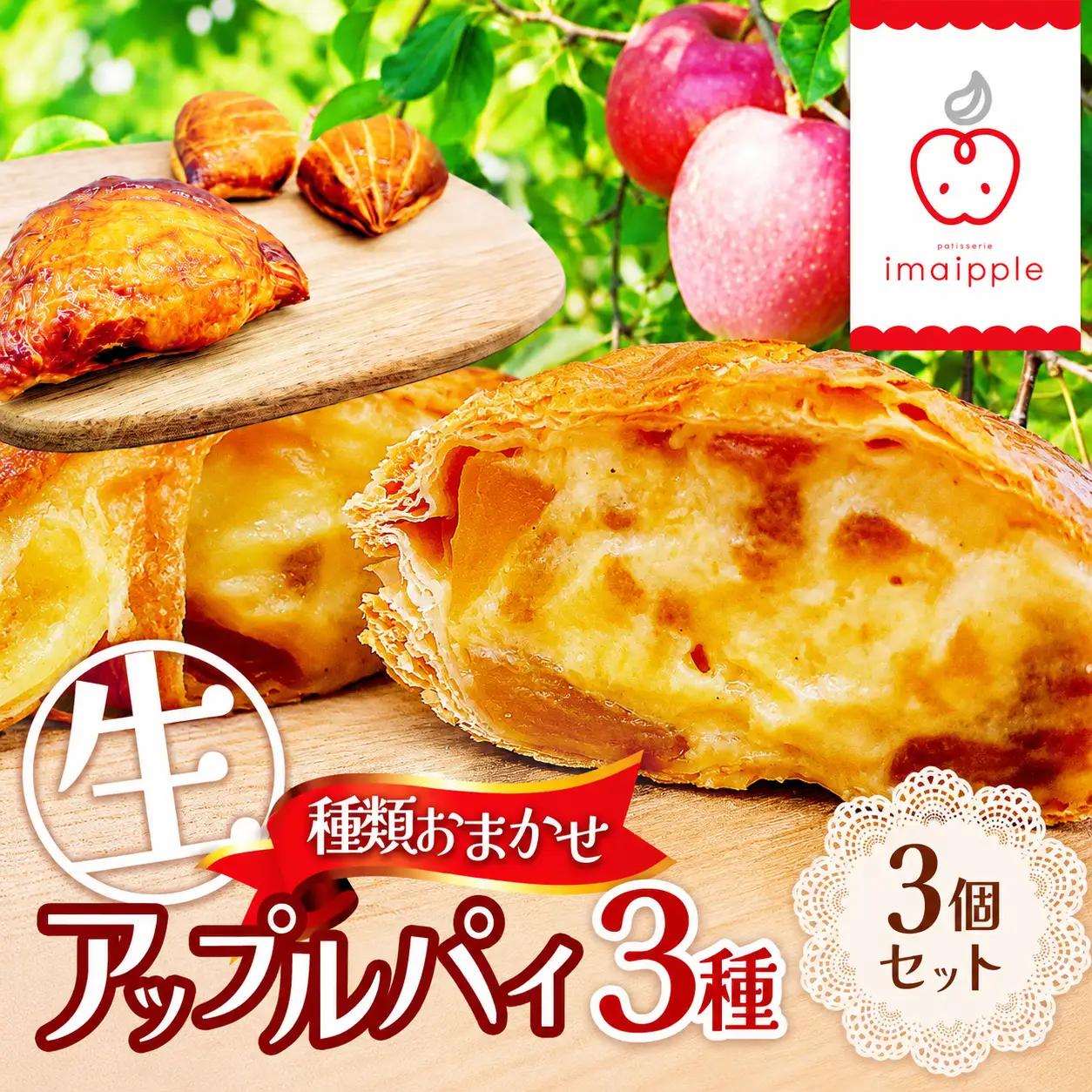 【種類お任せ】生アップルパイ3個セット｜ 菓子 ふるさと納税 お菓子 デザート 信州 林檎 おやつ アップルパイ クリーム 季節 人気 フルーツ スイーツ 洋菓子 ご当地 長野県 松本市