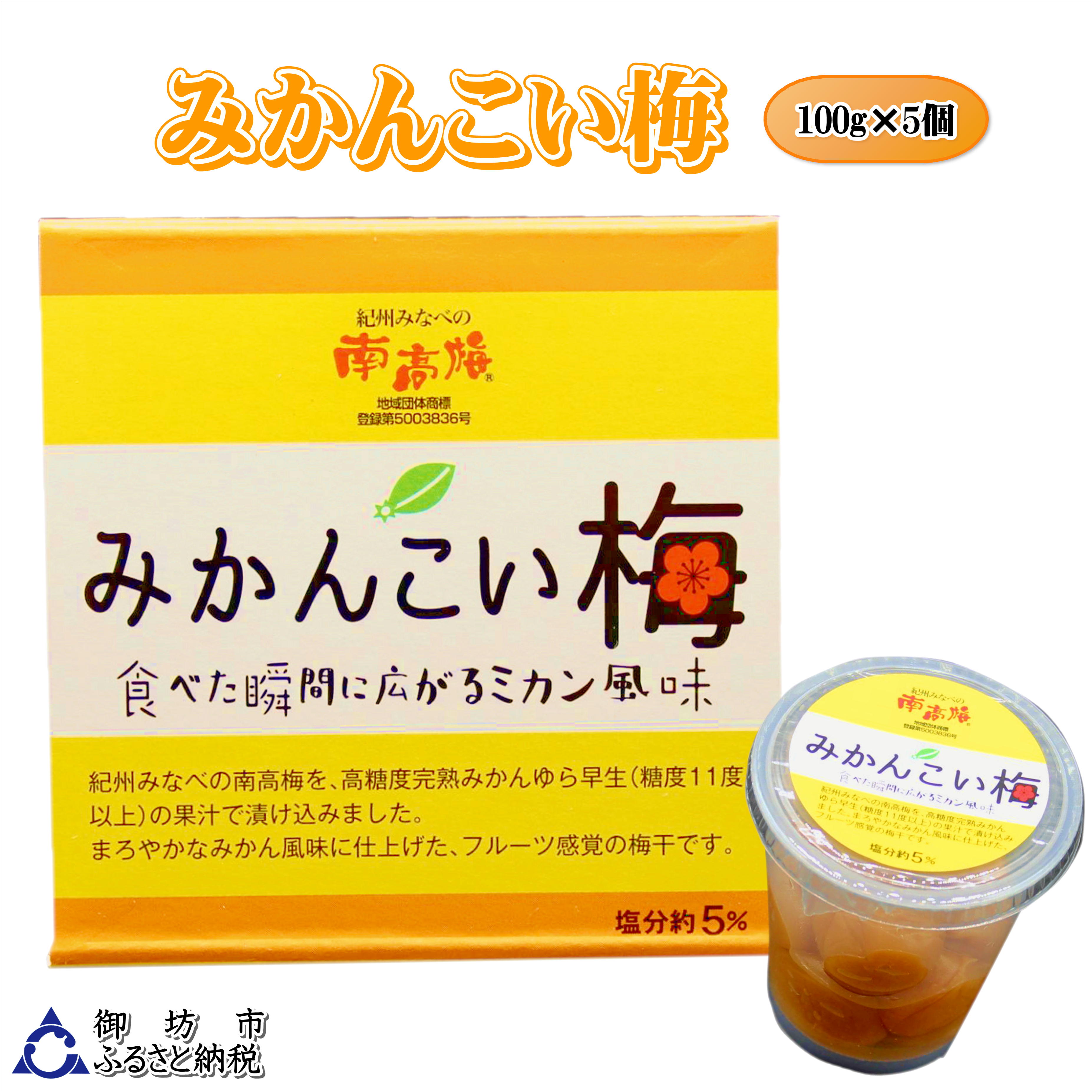 【ふるさと納税】みかんこい梅　100g×5個