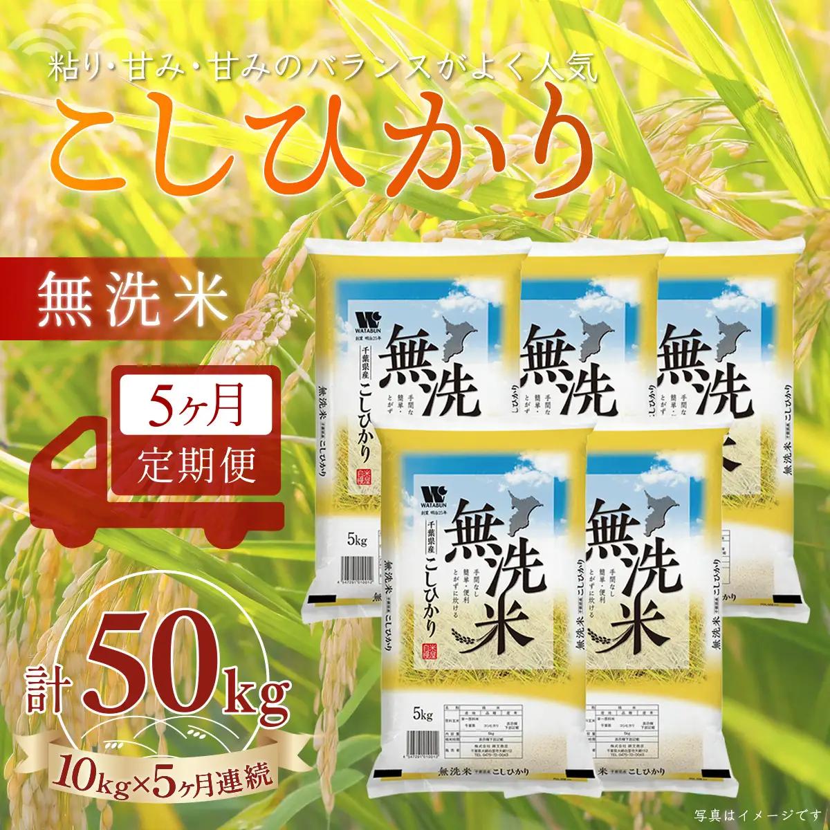 ＜5か月定期便＞ 千葉県産「コシヒカリ」無洗米 10kg×5か月連続 計50kg A079