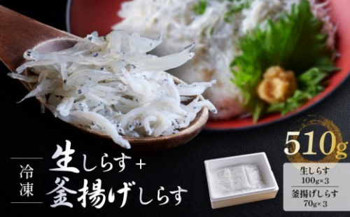 冷凍生しらす＋釜揚げしらすセット 510g（生しらす100g×3・釜揚げしらす70g×3）静岡県御前崎産 しらす丼  小分け 個包装 便利 大容量 徳用  海鮮丼 どんぶり 刺身 おつまみ おかず 惣菜 晩ごはん