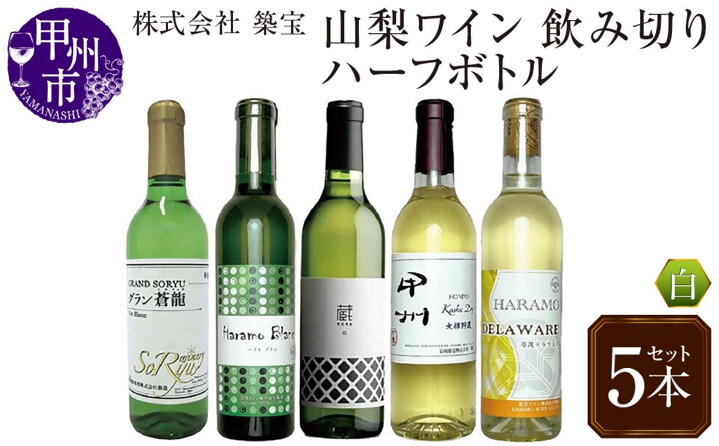 
                  飲みきりハーフボトル 白ワイン 5本セット（CKH）B17-770 【ワイン 白ワイン 甲州市 山梨県 】
                