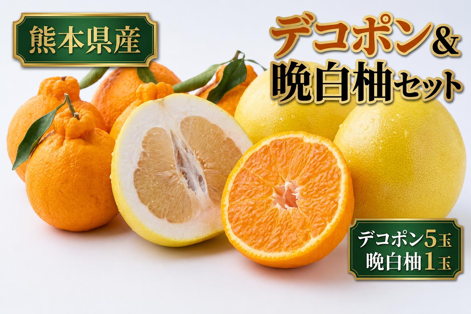 
                  デコポン5玉 ＆ 晩白柚1玉 セット くだもの 果物 フルーツ 甘み 国産 熊本県産 果実 果汁 果肉 デコポン 晩白柚 柑橘 大玉 【 2026年12月上旬発送開始 】
                