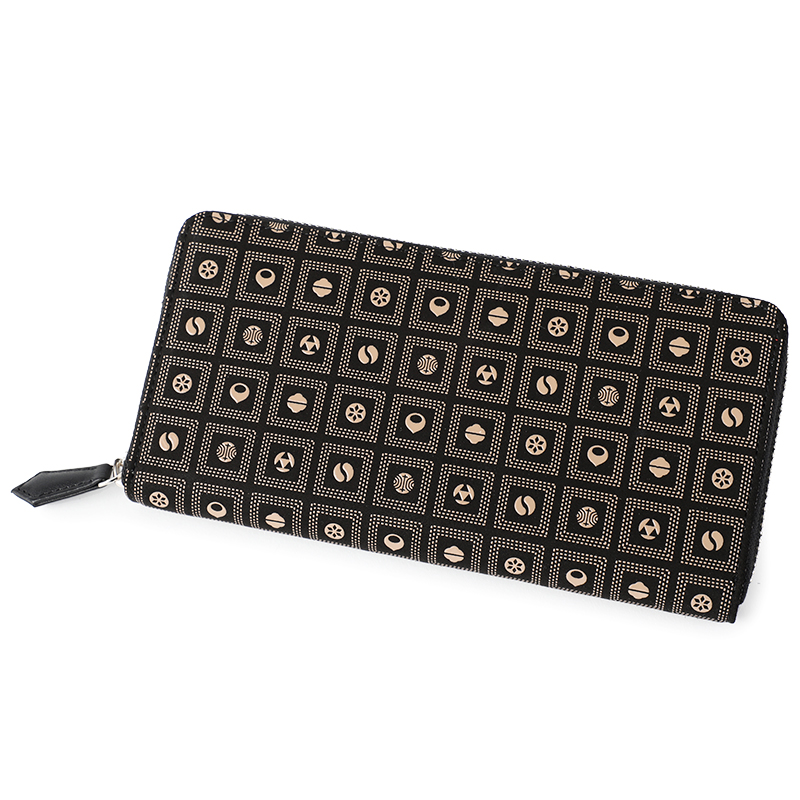 ＜印傳屋 上原勇七＞甲州印傳　印傳屋上原勇七　束入れ　黒×白　厄除けづくし