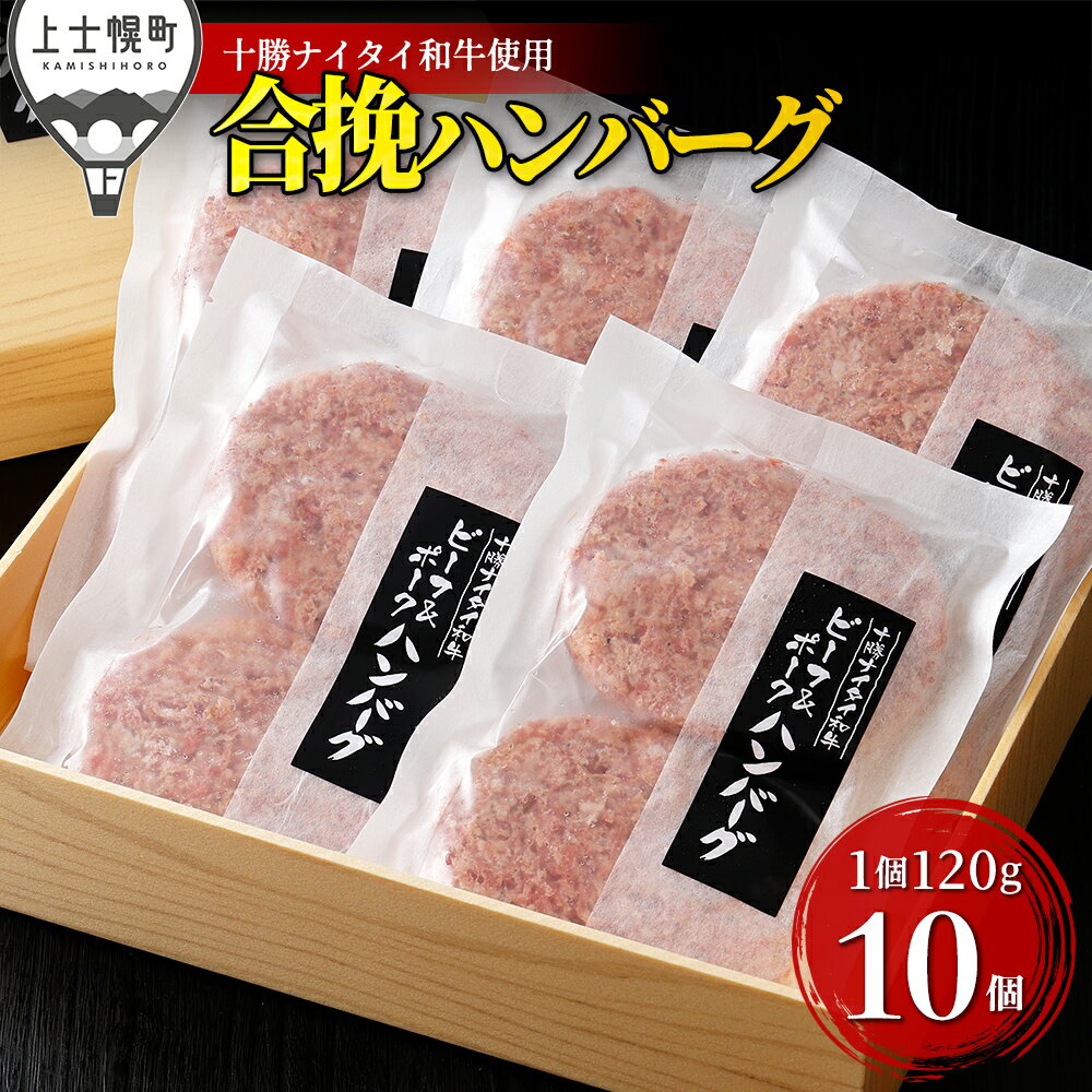 【ふるさと納税】十勝ナイタイ和牛 ビーフ&ポークハンバーグ 120g×10個 5・4等級黒毛和牛使用 北海道産 冷凍 レビューキャンペーン対象品 ※オンライン申請対応
