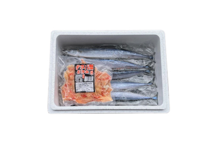 【北海道根室産】タラバガニむき身300g×1P・冷凍さんま5尾×3Pセット B-36048