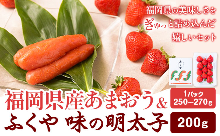 福岡県産あまおう & ふくや味の明太子 200g 南国フルーツ株式会社《12月上旬-3月末頃出荷》福岡県 小竹町 あまおう いちご めんたいこ 明太子 セット 送料無料【配送不可地域あり】---sc_cnngkaf_af123_r7_18000_200g---