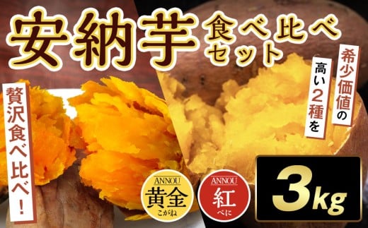 種子島安納黄金・紅いも食べ比べ3kg 2S～Sサイズ（61g～150g）｜野菜類 じゃがいも・サツマイモ サツマイモ 種子島 安納芋 中種子町 ふるさと納税 返礼品 こだわり野菜 有機栽培 産地直送 スイートポテト 天然甘味 秋の味覚 お取り寄せ ギフト おやつ用 料理用