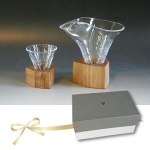 木Glass（きぐらす）　酒器セット（片口とぐい呑み）ヒビ | グラス_00596