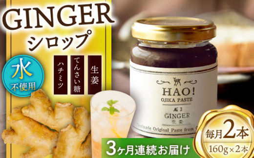 【全3回定期便】HAO！ジンジャーシロップ 2本 （160g/本) [DAA016] ジンジャー 生姜 ジンジャーエール シロップ スパイス  常温
