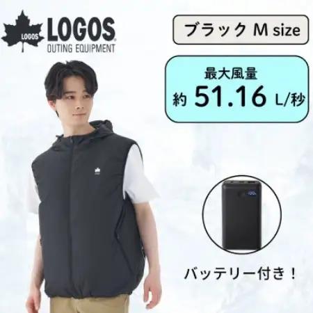 LOGOS 野電クールファンベスト　ブラックM　暑さ対策でアウトドアシーンを快適に　34406713【配送不可地域：沖縄県】【1744772】