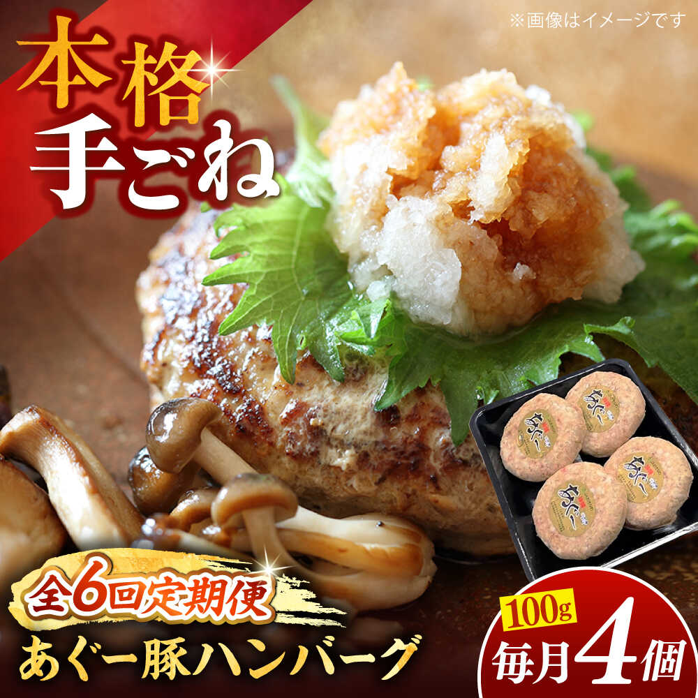 【ふるさと納税】【全6回定期便】沖縄県産あぐー豚ハンバーグセット 400g (100g×4個) 豚 ハンバーグ 冷凍 ギフト お取り寄せ 父の日 沖縄市 / お肉屋本店[BCAZ019]