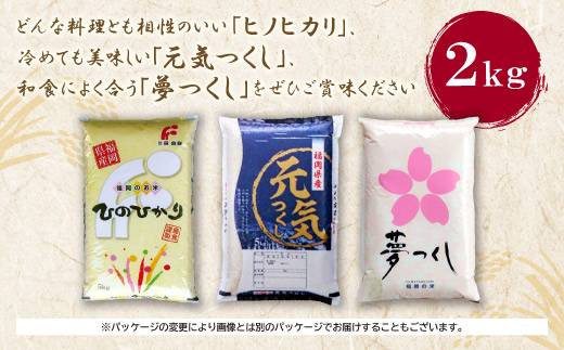 研ぐお米 福岡ブランド米3品種セット(各2kg) 精米 米 コメ 2kg×3 小袋 小分け 研ぐお米 6kg 箱入り 福岡 夢つくし ひのひかり 元気つくし 元気づくし お裾分け セット 手軽 リピー