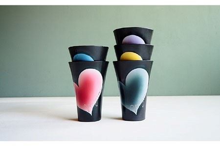 【波佐見焼】mignon ハート タンブラー 2個セット 黄・紫 食器 皿 【紫明窯・作家はな】【陶藤】 [BE21]  波佐見焼