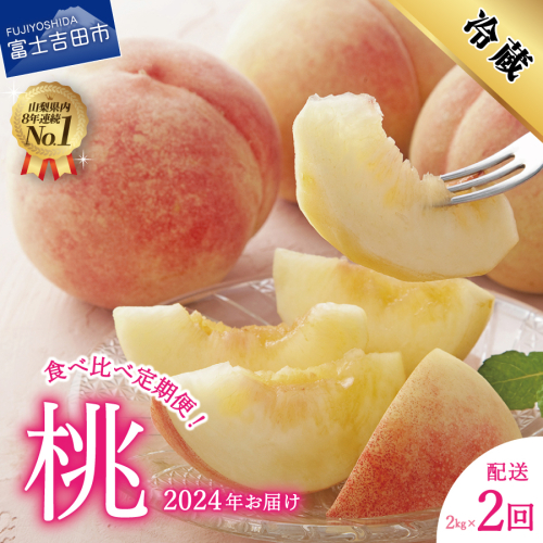 【2025年先行予約】【2回お届け！】山梨県産 桃 約2kg×2回配送 食べ比べ定期便