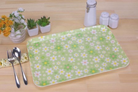 【グリーン×イエロー 2枚組】タツクラフト ST ランチョン トレー L 39cm マーチ