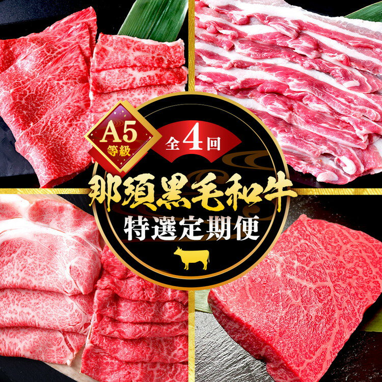 【ふるさと納税】《定期便4回》A5等級 那須黒毛和牛 特選定期便 すき焼き しゃぶしゃぶ 豚バラ もも肉 ステーキ 上カルビ カルビ 〔H-15〕| 牛肉 国産 赤身 那須和牛 黒毛和牛 那須黒毛和牛 とちぎ和牛 栃木和牛 ブランド牛 すき焼き しゃぶしゃぶ 焼肉 ステーキ 夜ご飯 鶏春