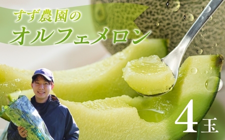 【先行予約】オルフェメロン 4玉 メロン すず農園