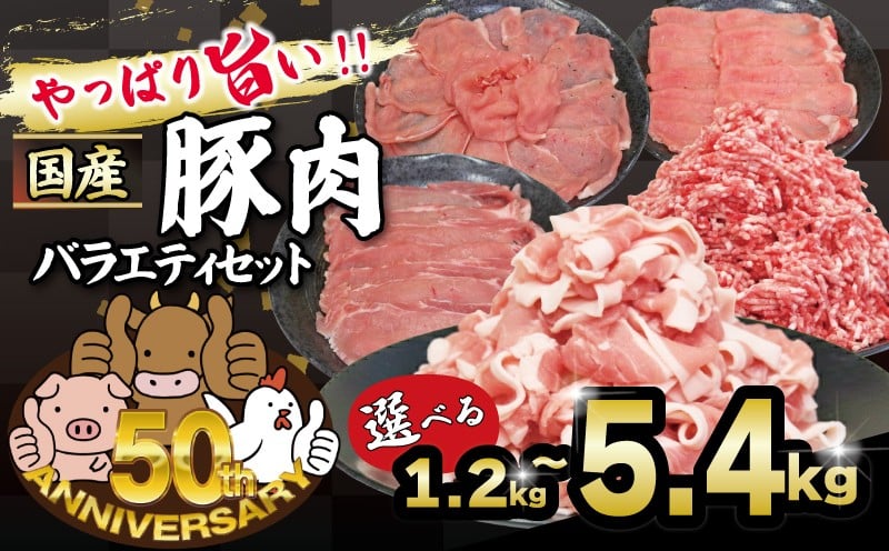 
            【選べる容量】 豚肉 ぶた バラエティセット 約1.27kg 約2.4kg 約5.4kg 国産 豚肉 国産豚 しゃぶしゃぶ スライス 生姜焼き 豚こま 土佐備長豚 備長炭育ちミンチ 冷凍 小分け 家庭用 贈答用 業務用 吉岡精肉店 高知県 室戸市
          