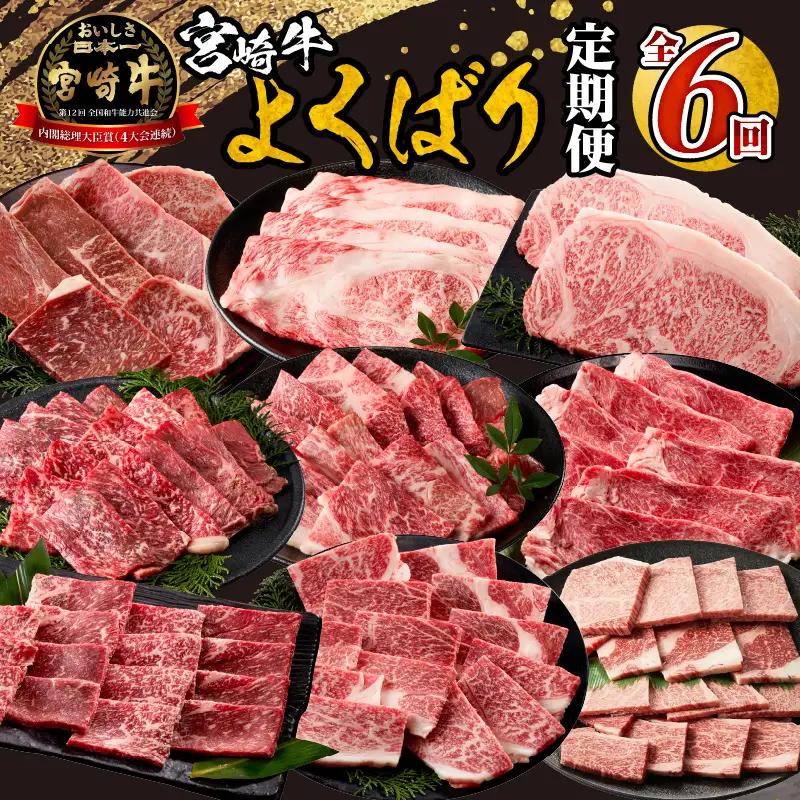 宮崎牛よくばり定期便全6回 ステーキ 焼肉 スライス