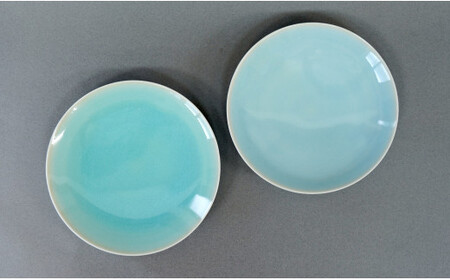 有田焼 翡翠天青取皿 2枚セット【梶原大敬 茂正工房】器 うつわ 食器 皿 取皿 菓子皿 デザート皿 2枚 セット ペア 青磁 翡翠 天青 青 夏 上品 シンプル 作家 ろくろ 電子レンジ対応 300
