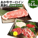 【ふるさと納税】【定期便12か月】あか牛サーロイン肉 1kg（5枚～6枚）馬刺し 200g 1.2kg×12回 合計14.4kg 食べ比べセット あか牛 和牛 牛 サーロイン 牛肉 肉 ステーキ用 馬刺し 馬刺 馬 赤身 霜降り たてがみ 国産 九州産 熊本県産 冷凍 送料無料