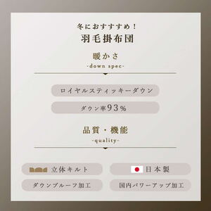 羽毛布団 ロイヤルスティッキーダウン シングル ブルー ｜ 羽毛布団