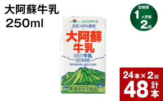 【1ヶ月毎2回定期便】 牛乳 大阿蘇牛乳 250ml 計48本