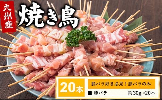 
										
										九州産焼き鳥 豚バラ串 20本《30日以内に出荷予定(土日祝除く)》熊本県 葦北郡 津奈木町 ナンキューフーズ株式会社 豚バラ ---st_fnnkyktb_30d_8500_600g---
									