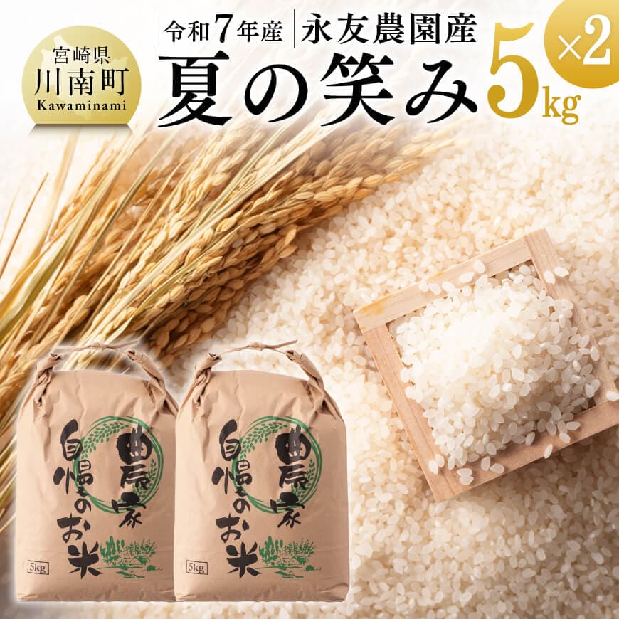 【令和7年産】永友農園産「夏の笑み」10kg(5kg×2) 2025年産 米 お米 白米 精米 国産 宮崎県産 国産米