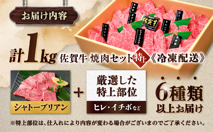 【木箱入・7営業日以内発送】 佐賀牛 焼肉 盛り合わせ（特上）A4～A5ランク 約1kg スピード発送 吉野ヶ里町/meat shop FUKU [FCX031]