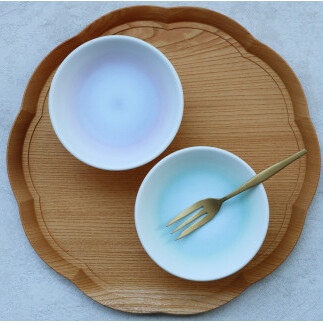 【まるふくオリジナル】有田焼 Pale Crystal 高台小皿 2点セット 食器 うつわ 器 デザート皿 グラデーション A20-510_イメージ2